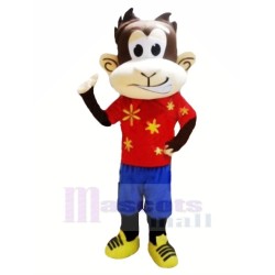 Funny Monkey in Red T-shirt Mascot Costume