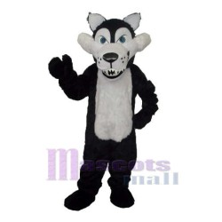 Long-Furred Big Black Wolf Mascot Costume Animal
