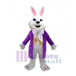 Easter Bunny Rabbit in Purple Jacket Mascot Costume