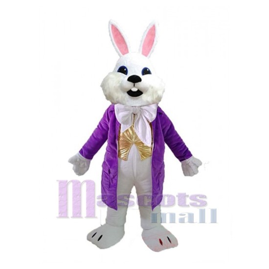 Conejo de Pascua en chaqueta morada Disfraz de mascota
