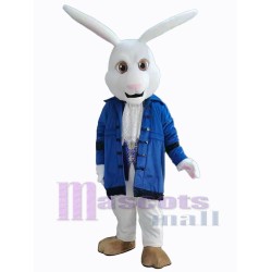 Easter Rabbit in Blue Coat Mascot Costume Animal
