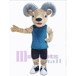 Ram with Striped horns in Darkcyan Mascot Costume Animal