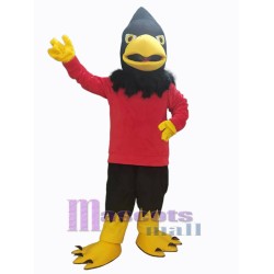 Black Eagle in Red Shirt Mascot Costume Animal