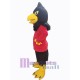 Aigle noir en chemise rouge Mascotte Costume Animal