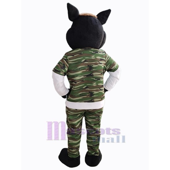 Black Boar in Camouflage Mascot Costume Animal