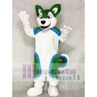 Green and Blue Husky Dog Fursuit Mascot Costume Animal