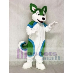 Vert et bleu Chien husky Fursuit Costume de mascotte Animal