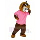 Singe drôle cool avec T-shirt rose Costume de mascotte Animal