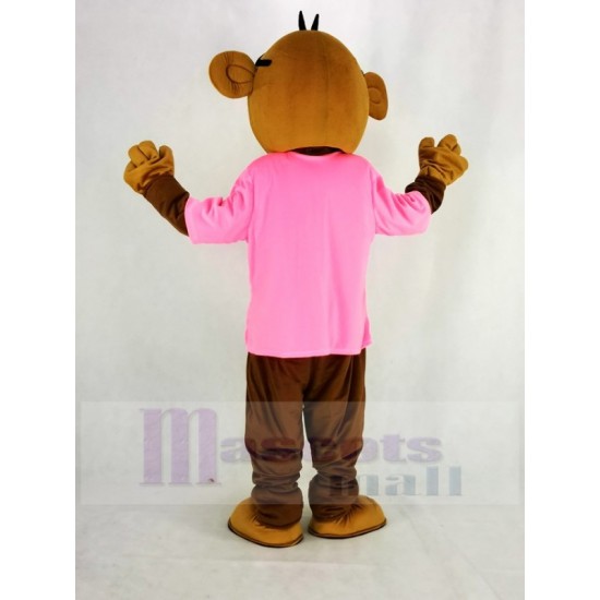 Mono divertido fresco con camiseta rosa Traje de la mascota Animal