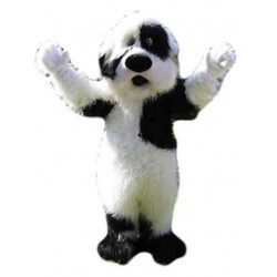 Disfraz de mascota de Fursuit de perro Bichón blanco y negro