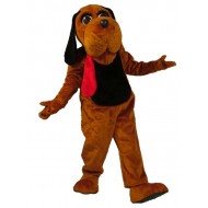 Disfraz de mascota de perro sabueso marrón con orejas largas negras