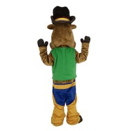 Cowboy Ox Bovins en Chemise Verte Costume de Mascotte Animal