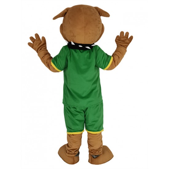 Bouledogue brun en Sweat Vert Costume de mascotte Animal