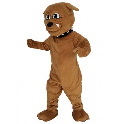 Brown Bulldog with Black Collar Mascot Costume