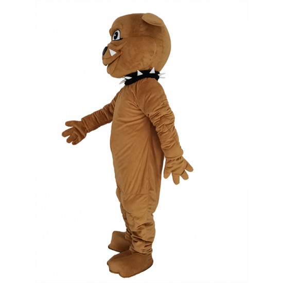 Brown Bulldog with Black Collar Mascot Costume