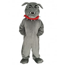 Disfraz de mascota de Bulldog gris con cuello rojo