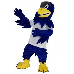 Royal Blue Falcon Eagle in White T-shirt Mascot Costume