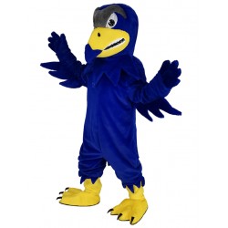 Costume de mascotte d'aigle faucon bleu royal féroce