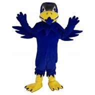 Costume de mascotte d'aigle faucon bleu royal féroce