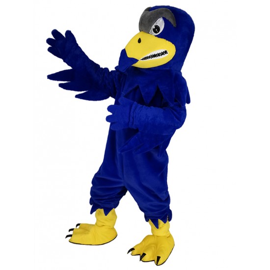Fierce Royal Blue Falcon Eagle Mascot Costume