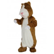 Brown and White Hamster with Pink Nose Mascot Costume