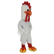 Disfraz de mascota de pollo gallo blanco miserable