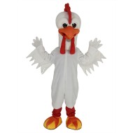 Disfraz de mascota de pollo gallo blanco miserable