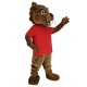 Cougar Brun en T-shirt Rouge Costume Mascotte Animal