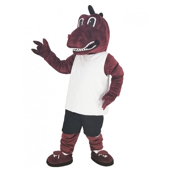 Red Dragon Athlete in White T-shirt Mascot Costume