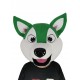 Costume de mascotte de chien Husky blanc et vert Tête seulement