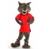 Bobcat in Red Jersey Mascot Costume