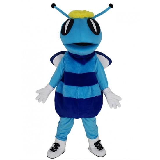 Costume de mascotte d'abeille frelon bleu Animal