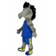 Graues Mustang-Pferd-Maskottchen-Kostümtier aus königsblauem Jersey