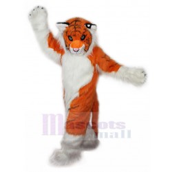 De pelo largo Tigre naranja y blanco Disfraz de mascota Fursuit
