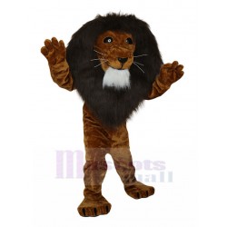 Brown Male Lion Mascot Costume with Brown Bristle Animal