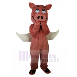 Chuckling Pink Flying Pig Swine Mascot Costume Animal