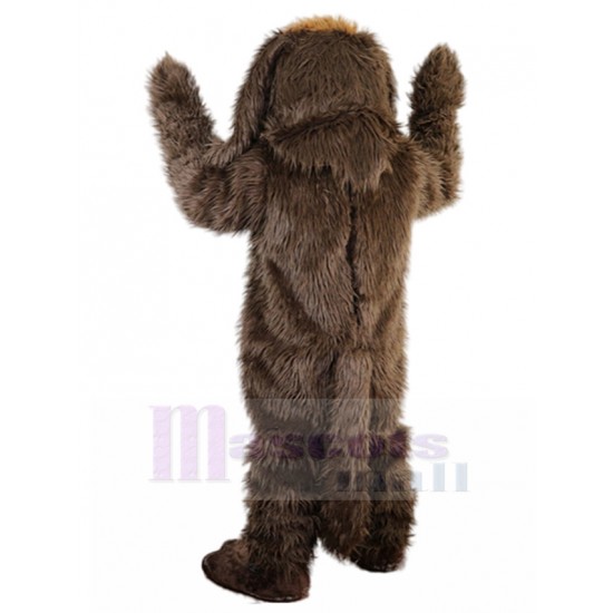 Hairy Brown Dog Mascot Costume with Long Brown Ears Animal