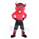 Silver Horn Red Devil Mascot Costume in Black Pants Cartoon