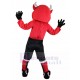 Silbernes Horn Roter Teufel Maskottchen Kostüm in schwarzer Hose Karikatur