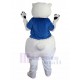 Amical Ours polaire blanc costume de mascotte en tee-shirt bleu Animal