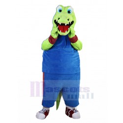 Laughing Crocodile Mascot Costume in Blue Sport Suit Animal