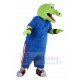 Lachen Krokodil Maskottchen Kostüm im blauen Sportanzug Tier