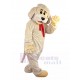 Beige Dog Mascot Costume with Red Scarf Animal