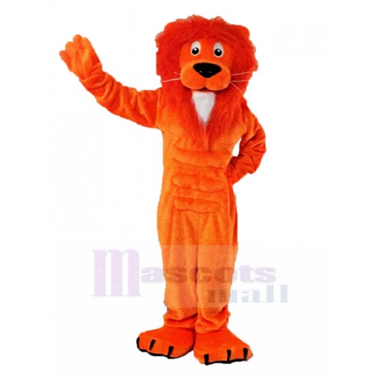 Curieuse Lion orange costume de mascotte avec fourrure blanche Animal