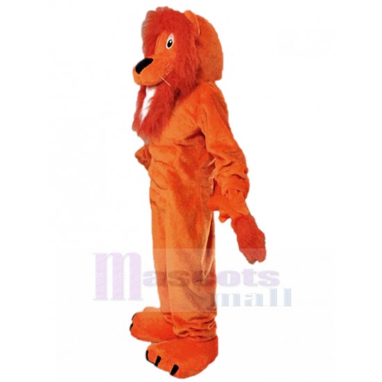 Curioso león naranja Disfraz de mascota con pelaje blanco Animal