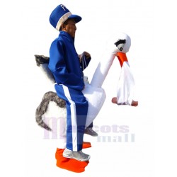 A Man Riding Swan Mascot Costume Animal