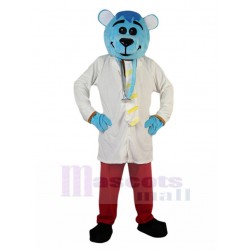 Souriant Souris bleue Docteur costume de mascotte Animal