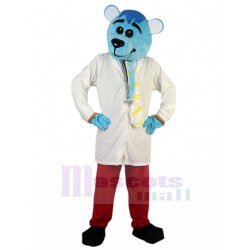 Souriant Souris bleue Docteur costume de mascotte Animal