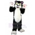 Sympathische Schwarz-Weiß-Katze Maskottchen Kostüm mit langem Fell Tier