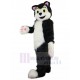 Chat noir et blanc sympathique costume de mascotte avec Longue Fourrure Animal